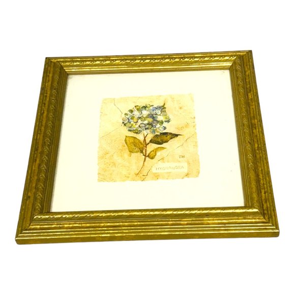 Cheri Blum  Embossed Frame Lilac Hydrangea on Cracked Linen Floral Decor 8.5" - Picture 6 of 10